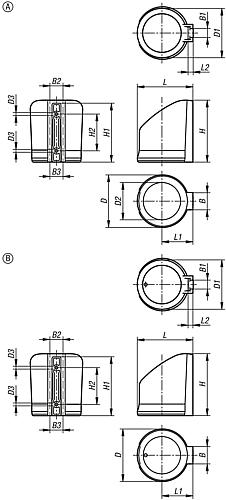 Becherhalter, geschlossen, L=106, B=33, H=118, D=100, Polyamid schwarz - K1632.10 - bei HUG Technik ✭