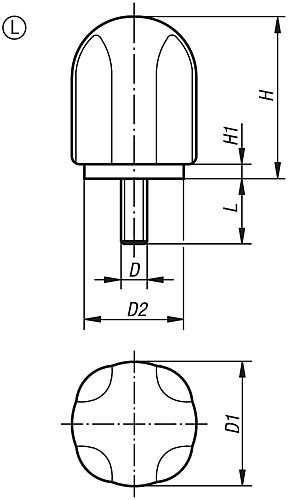 Spanngriff hoch M10x50, Form: L Thermoplast, Komp: Stahl - K0280.4710X50 - bekommst Du bei ★ HUG Technik ✓
