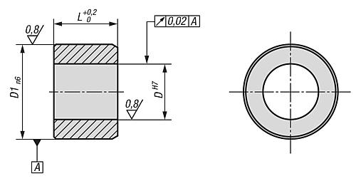 Buchse gehärtet Gr.1 D1=8 Edelstahl, zylindrisch, D=5 - K0736.90005 - erhältlich bei ♡ HUG Technik ✓