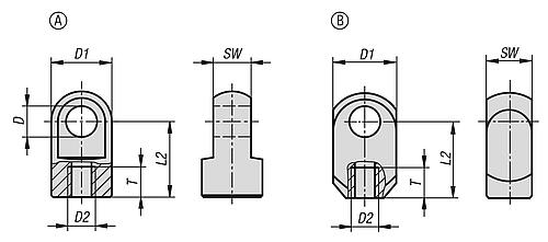 Gelenkauge M03,5, Form:A Stahl, D=4,1 - K0127.03504111 - bei HUG Technik ♡