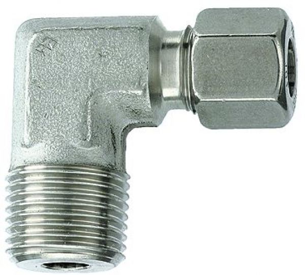 Winkel-Einschraubverschraubung, R 1/2 AG, für Rohr-ø 10 mm, PN 315 bar, Edelstahl - direkt bei HUG Technik ✓