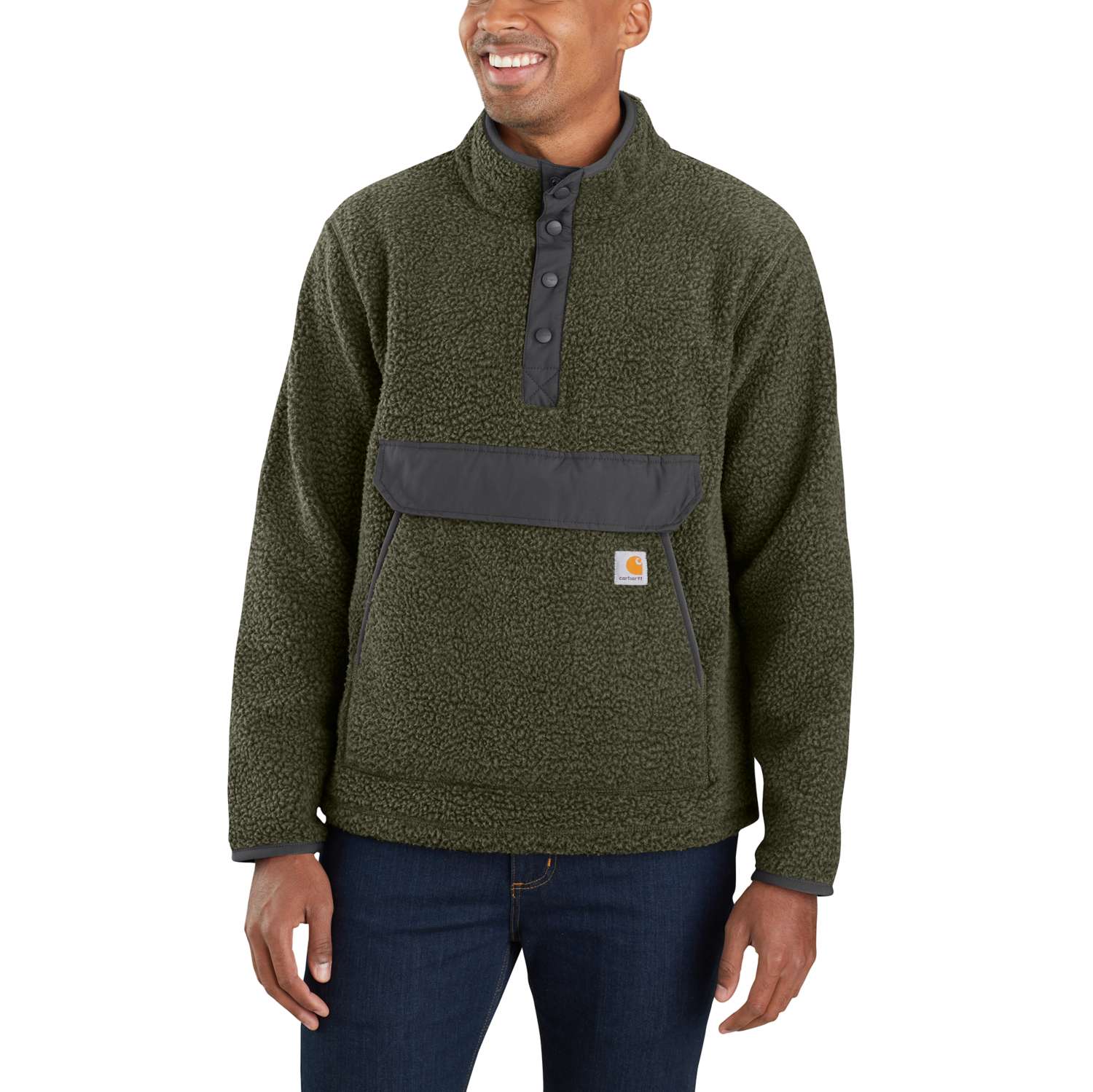 carhartt® Herren Fleece-Pullover RELAXED FIT FLEECE PULLOVER basil heather - bei HUG Technik ✭