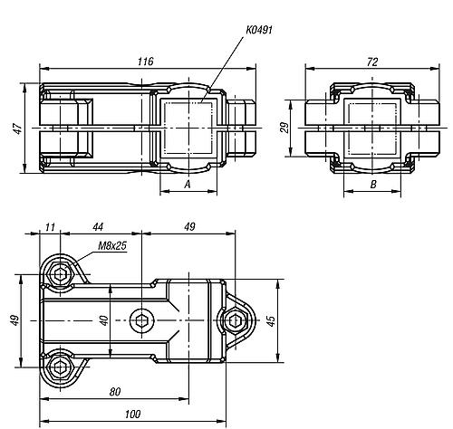 Rohrverbinder T-Stück Thermoplast, Komp:Stahl, A=30, B=30 - K0476.3030 - bei HUG Technik ✓