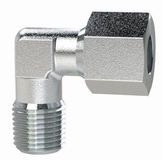 Winkel-Einschraubverschraubung, R 1/8 a. Rohr-Ø 6, Stahl verzinkt, 100 bar - bei HUG Technik ♡