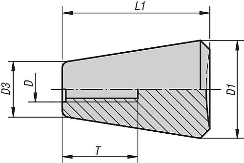 Konusknopf feststehend M05, D1=20, Duroplast schwarz - K1207.05 - gibt’s bei HUG Technik ✓