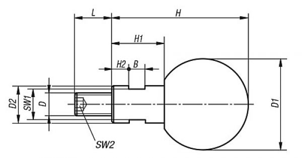 Kugelgriff drehbar M06 Edelstahl, Komp: Duroplast, H=37,5 - K0726.1061 - gibt’s bei HUG Technik ✓