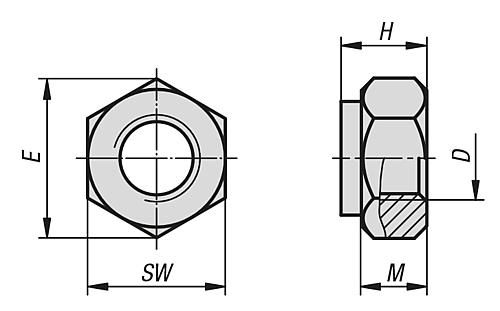 Sechskantmutter mit Klemmstück DIN980 M04, SW=7, Form:V, Stahl 8 galvanisch verzinkt - K1146.204 - direkt von HUG Technik ✓