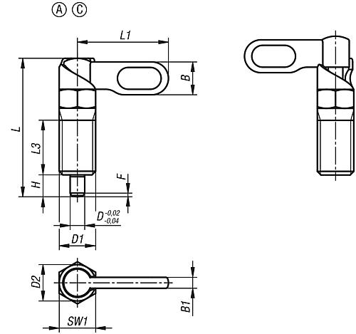 Sperrriegel mit Anschlag M10, Form: A Stahl, links, D=4 - K1284.1040410 - bei HUG Technik ✭