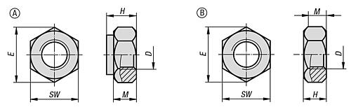 Sechskantmutter mit Klemmstück DIN980 M04, SW=7, Form:V, Stahl 8 galvanisch verzinkt - K1146.204 - direkt von HUG Technik ✓