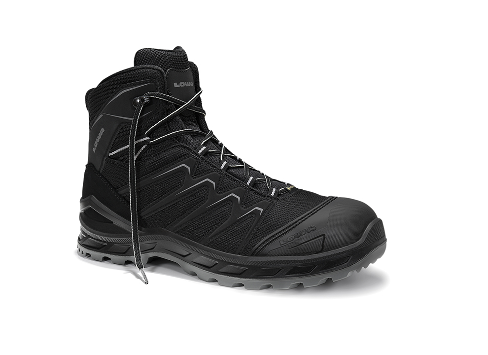 LOWA Sicherheitsstiefel LARROX Work GTX black-grey Mid S3 CI - gibt’s bei ☆ HUG Technik ✓