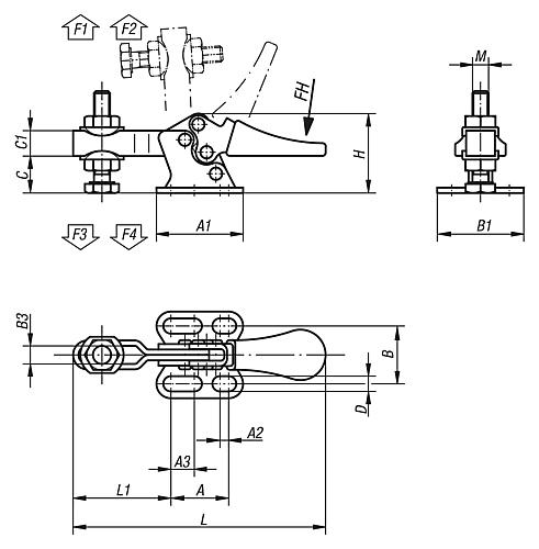 Schnellspanner horizontal Edelstahl, Komp: Kunststoff, M=M05x20 - K0069.0050N - bei HUG Technik ✭