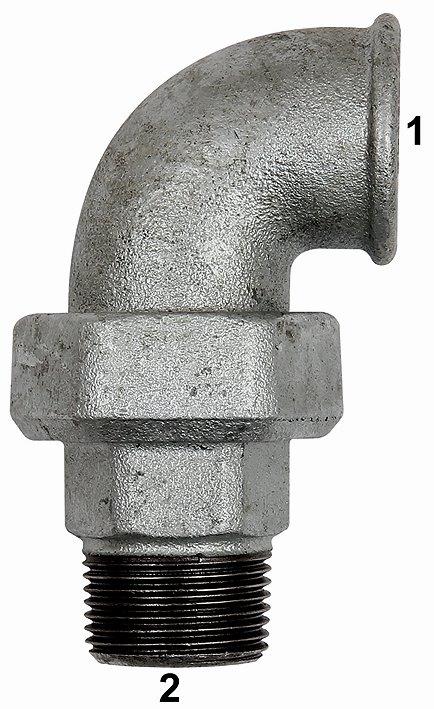 Verschraubung Bogen 98 IG/AG, Rp 2, R 2, schwarzer Temperguss 🖤 bei HUG Technik ✓