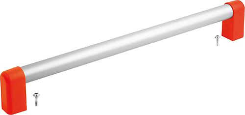 Rohrgriff, A=1000, L=1035, D=6, H=77,5, Aluminium natur eloxiert, Komp:Thermoplast rot RAL3020 - K1849.3010000184