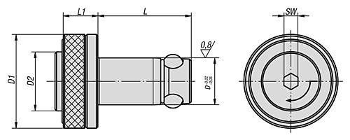 Positionierzylinder mit Schnellspannsystem Vergütungsstahl, Komp: Wälzlagerstahl, D=13, L=27,6 - K0935.113013 - gibt’s bei HUG Technik ✓