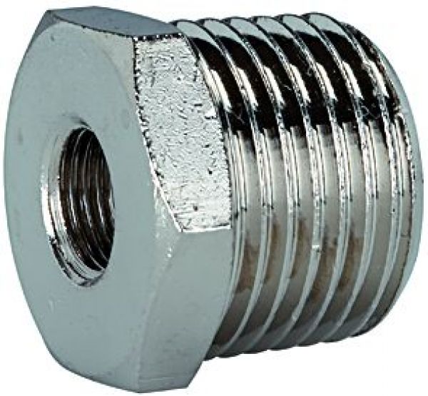 Reduziernippel, R 1 a., G 1/2 i., SW 34, Messing vernickelt - bei HUG Technik ♡