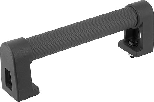 Rohrgriff geriffelt, Form: B Aluminium, schwarz geriffelt, Komp: Polyamid, A=150, D=M08x25 - K0223.150302 - bei HUG Technik ✭