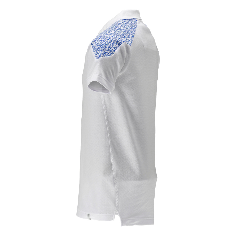 MASCOT® FOOD & CARE Polo-Shirt  Gr. 2XL, weiß/azurblau - direkt von HUG Technik ✓
