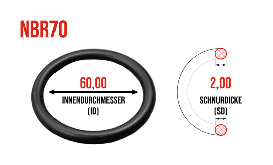 Präzisions O-Ring 60,00 x 2,00 mm NBR70 - bei HUG Technik ✭