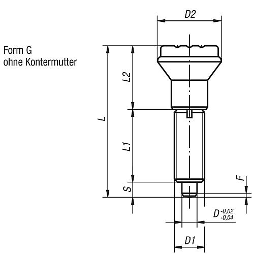 Arretierbolzen gehärtet Gr.1 M10x1, Form: G Edelstahl, Komp: Thermoplast, D=5 - K0344.01105 - bekommst Du bei HUG Technik ♡