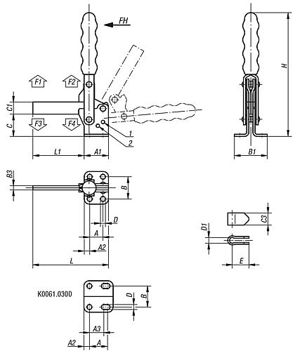 Schnellspanner vertikal Stahl, Komp: Kunststoff - K0061.0250 - erhältlich bei ♡ HUG Technik ✓