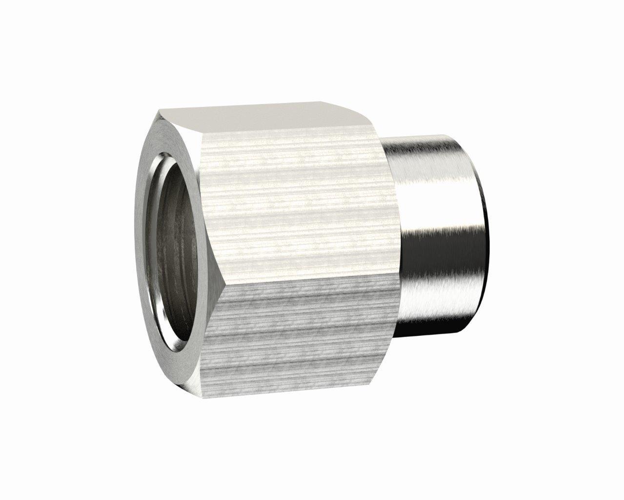 Muffe, reduzierend, G 1/2 i., G 3/4 i., SW 32, Messing vernickelt - erhältlich bei ☆ HUG Technik ✓