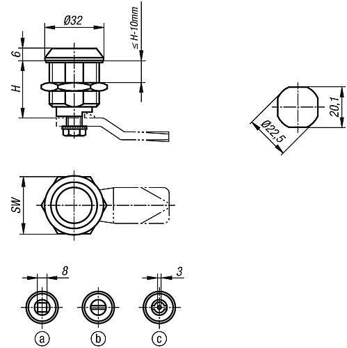Drehriegel lange Ausführung, Zink verchromt - K1113 - bei HUG Technik ✭