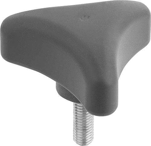 Dreisterngriff ergonomisch M12x40 D1=80 Kunststoff, schwarz RAL7021, Komp: Edelstahl - K0785.08012X40 - bekommst Du bei HUG Technik ♡