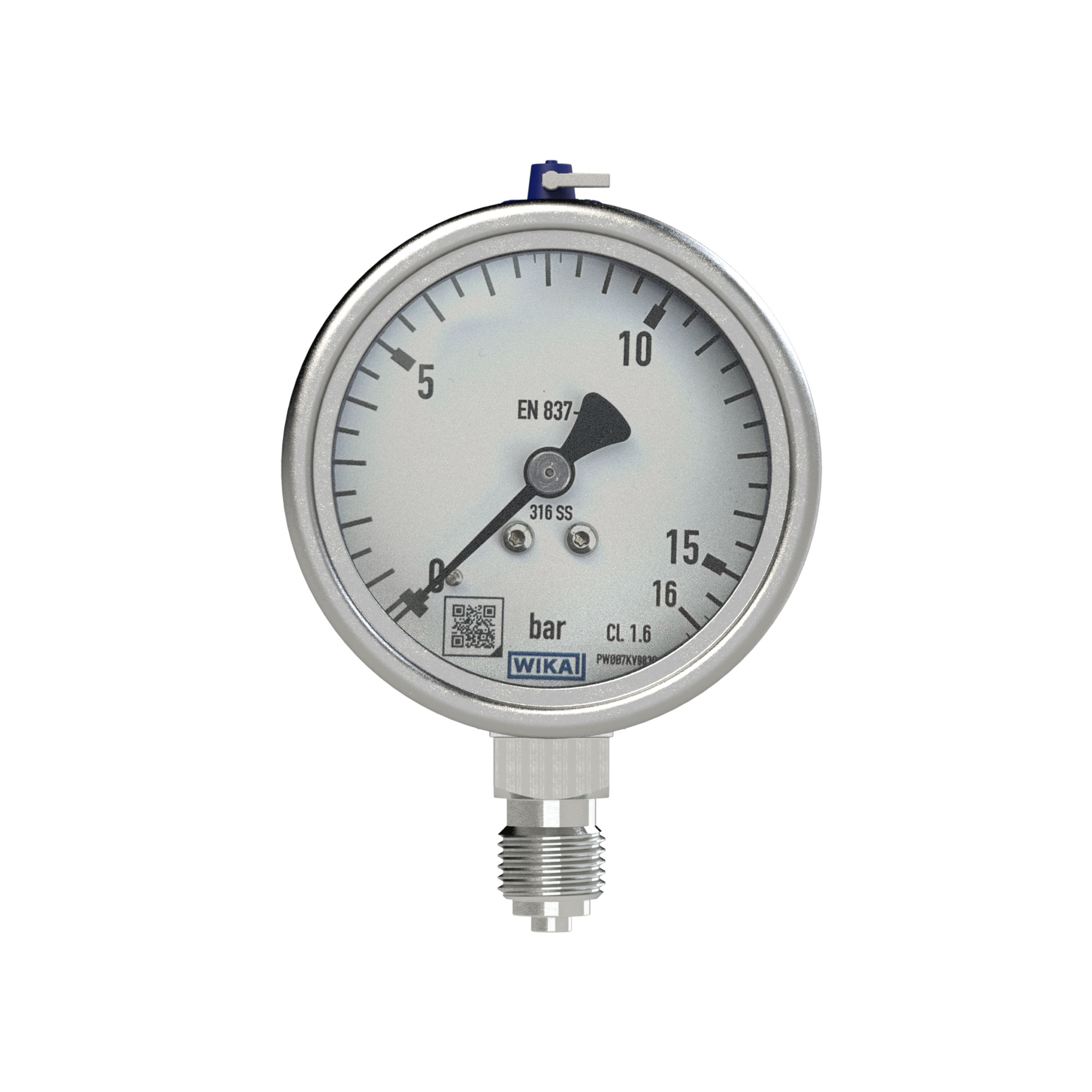 Manometer, CrNi-Stahl, G 1/2 radial unten, 0 - 1,0 bar, Ø 160 - direkt bei HUG Technik ✓