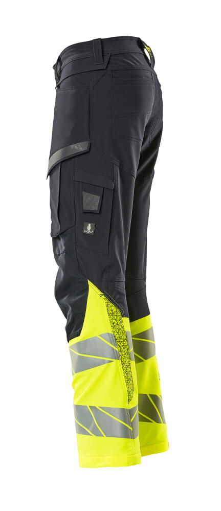 MASCOT® ACCELERATE SAFE Hose mit Knietaschen  Gr. 76/C46, schwarzblau/hi-vis gelb - direkt von HUG Technik ✓