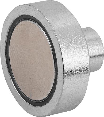 Magnet Flachgreifer M06, Form: B, D=40 ±0,2, H=8, H1=18, NdFeB, rund, Komp: Stahl - K0553.19 - erhältlich bei ✭ HUG Technik ✓