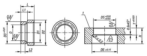 Aufnahmebuchse, D=13, L=12,1, Form:A, Edelstahl - K1476.13 - bei HUG Technik ♡