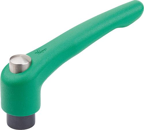 Klemmhebel mit Schutzkappe Gr.3 M10, Zink grün RAL6032 strukturmatt, Komp:Stahl brüniert - K0122.9310185
