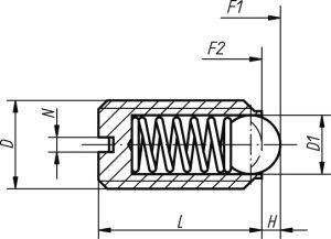 Federndes Druckstück Standard Federkraft M04 L=9 Stahl, Komp: Kugel aus Stahl - K0309.04 - erhältlich bei ♡ HUG Technik ✓