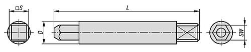 Einbauwerkzeug Handausführung, SW=6,6, L=64, Stahl verzinkt - K1538.808 - bekommst Du bei HUG Technik ♡