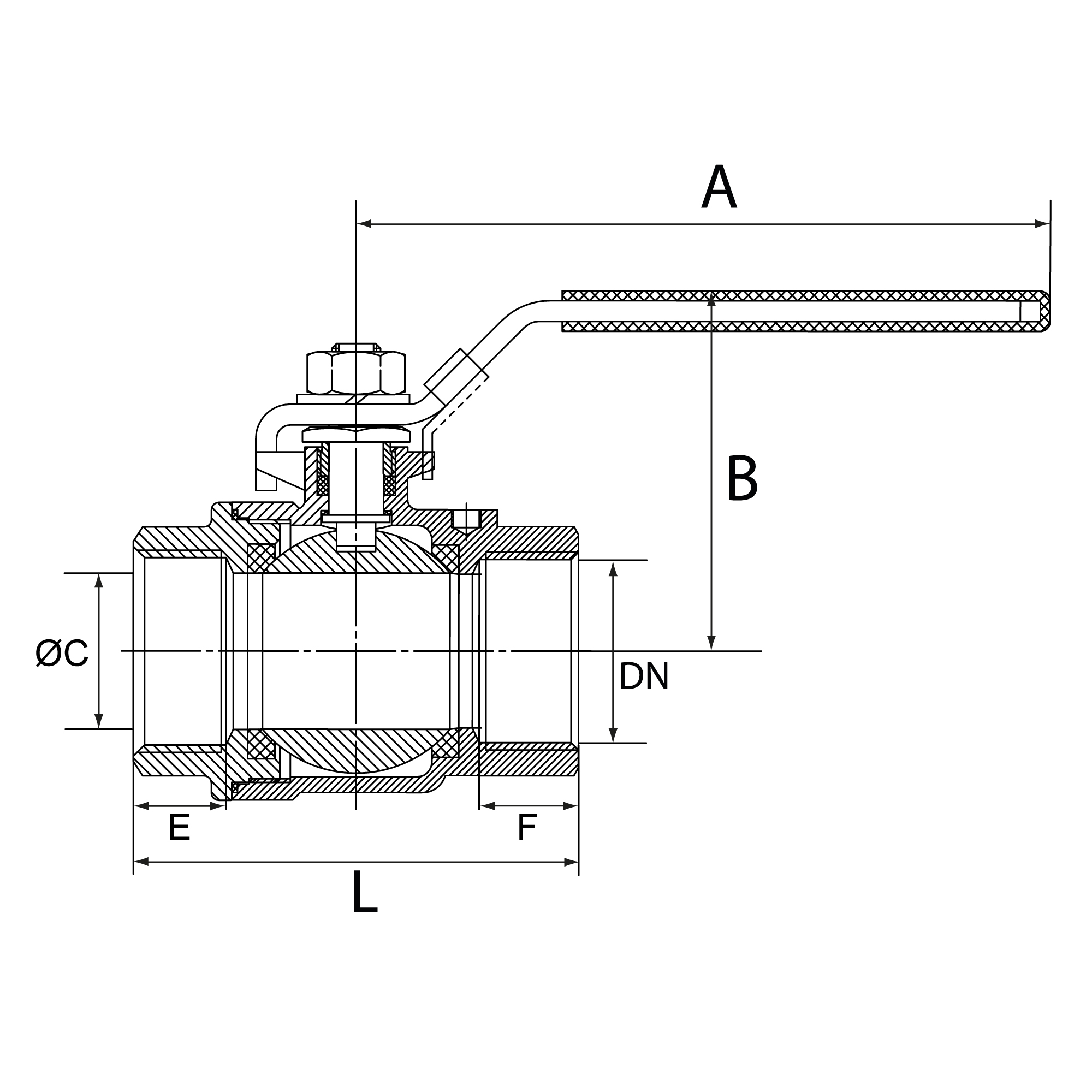 Edelstahlkugelhahn, 2-teilig, Innen-/Innengewinde, G 2 1/2, DN 65 - erhältlich bei ✭ HUG Technik ✓