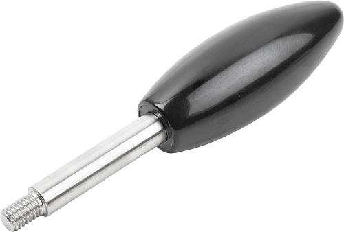 Griffstange M06, L=35, D=8, Form: B Ovalgriff, Edelstahl blank, Komp: Duroplast Komp: schwarz - K0179.1708X35 - direkt bei HUG Technik ✓