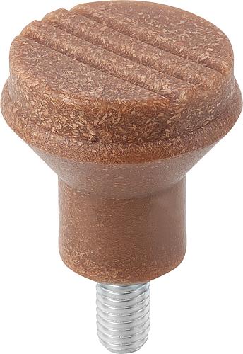 Pilzknopf Gr.1, D=M05 L=10, D1=21, Biopolymer Buche natur, Komp:Edelstahl blank - K0251.10005143X10