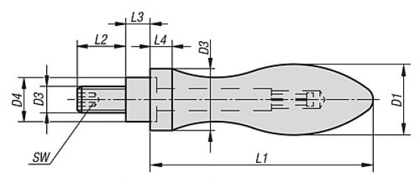 Ballengriff drehbar M06, Form: E Stahl, DIN98, Komp: Stahl, L1=49 - K0168.0616055 - bei HUG Technik ✭