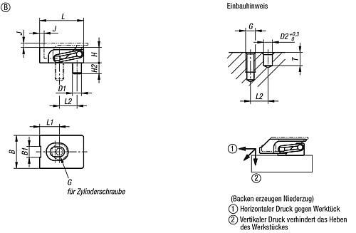 Flachspanner Fest B=15, D1=4, L1=9, Form: B Breit, Stahl - K1168.204 - direkt bei HUG Technik ✓