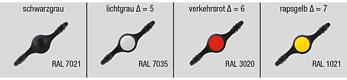 Flügelgriff M08x30, A=75 Thermoplast, schwarz RAL7021, Komp: Edelstahl, Komp: gelb RAL1021 - K0274.02087X30 - bei HUG Technik ✭