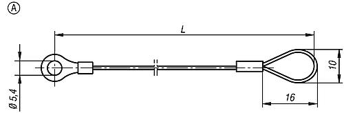 Halteseil Form:A mit Öse u. Quetschkabels. L=500, Edelstahl, Komp:Aluminium - K0367.0500 - gibt’s bei HUG Technik ✓