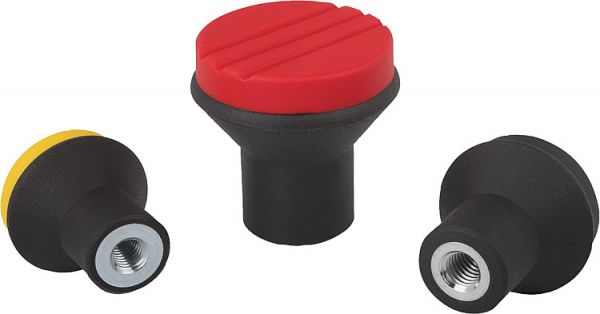 Pilzknopf Gr.1 M05 D1=21 Thermoplast, schwarz RAL7021, Komp: Edelstahl, Komp: rot RAL3020 - K0251.0056 - bei HUG Technik ✭