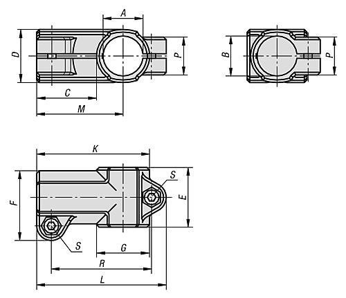 Rohrverbinder T-Stück, Form:A Aluminium, Komp:Stahl, A=12,1, B=12,1 - K0475.51212 - direkt bei HUG Technik ✓