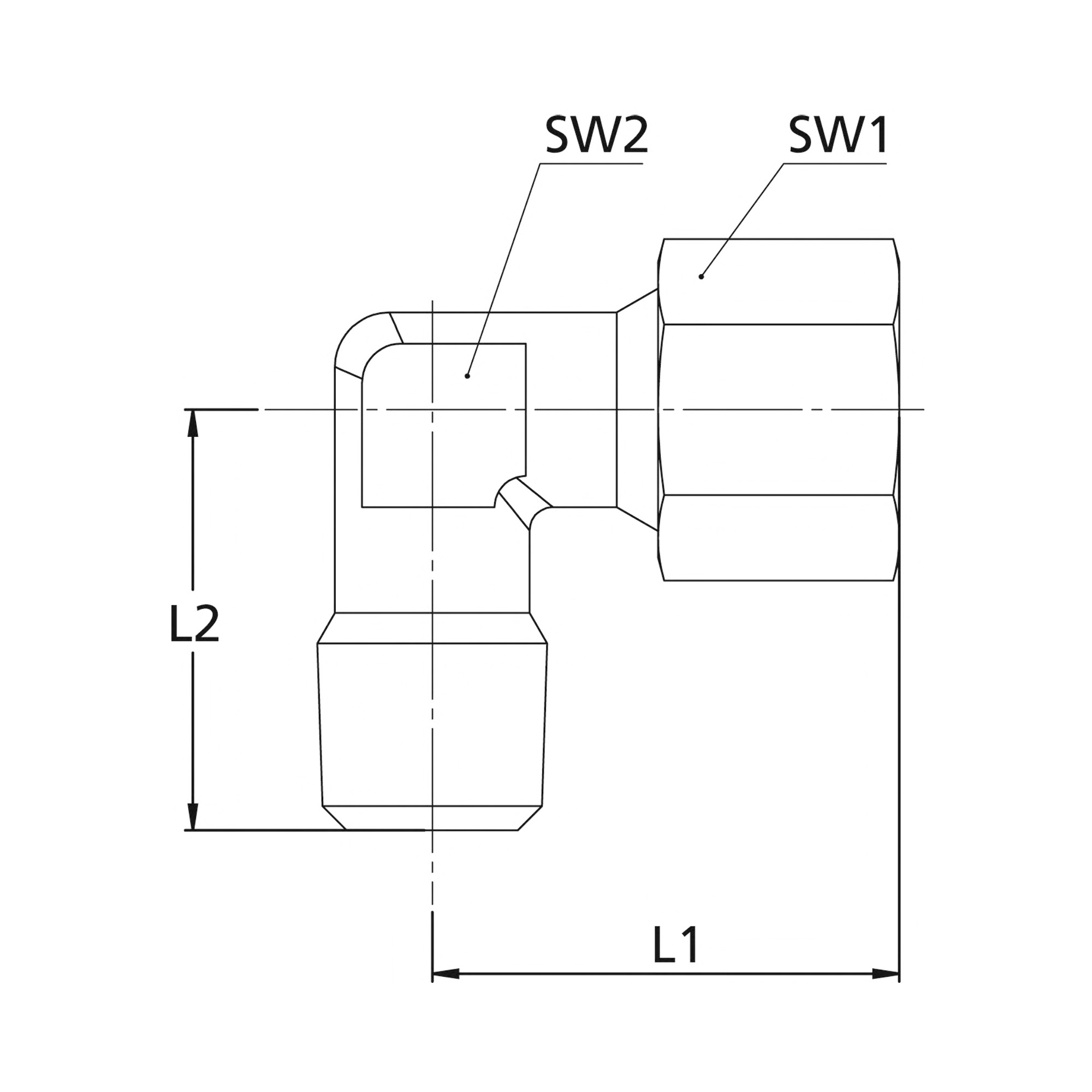 Winkel-Einschraubverschraubung, NPT 1/2 a., Rohr-Ø16, Stahl verzinkt - erhältlich bei ❣ HUG Technik ✓