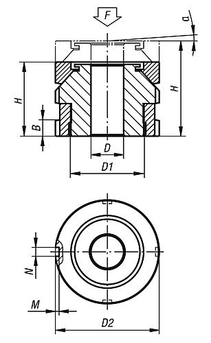 Höhenverstell-Element H=26 Edelstahl, D2=25, D=6,6 - K0695.04061 - erhältlich bei ✭ HUG Technik ✓