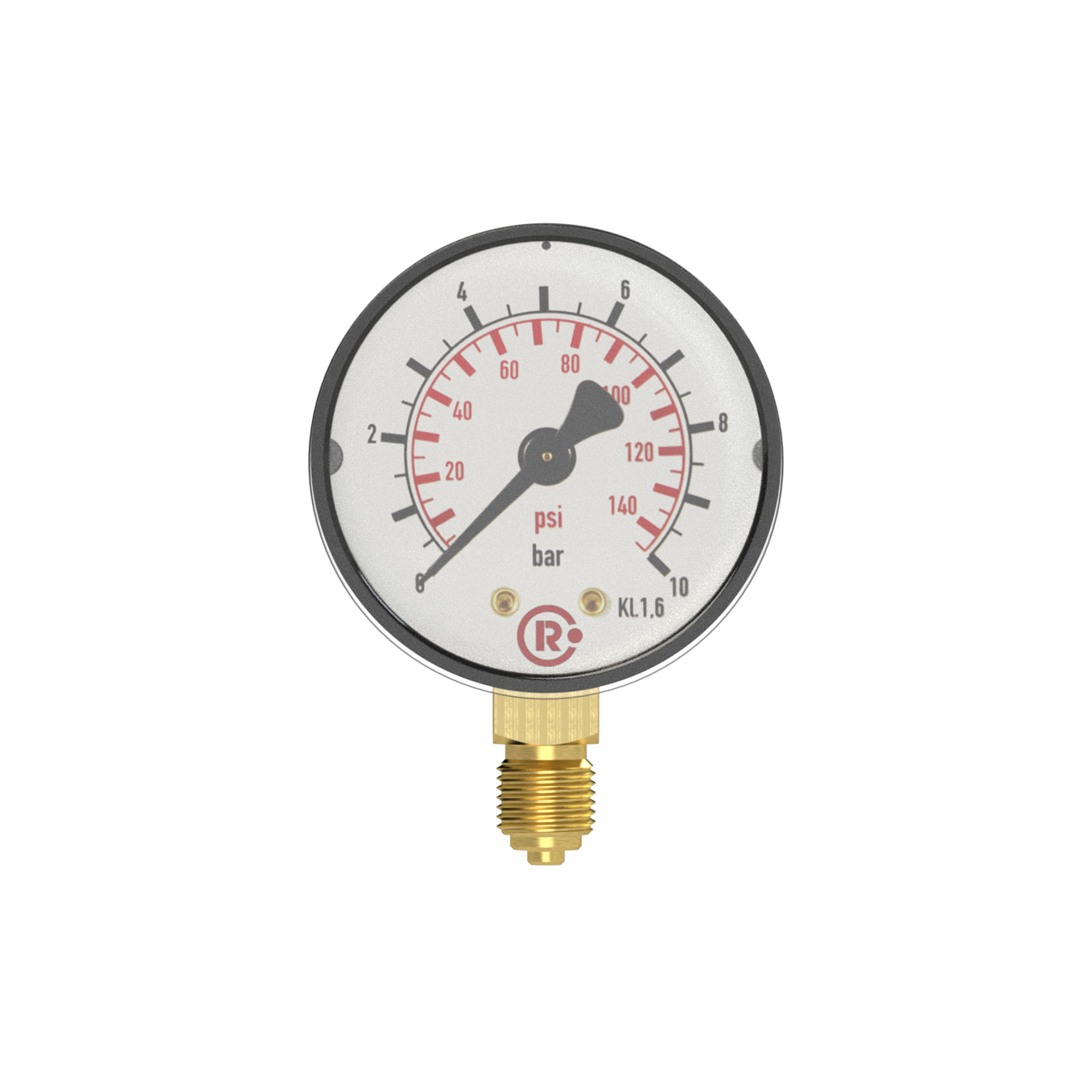 Standardmanometer Kunststoff, G 1/8 unten, 0 - 25,0 bar/360 psi, Ø 40 - bei HUG Technik ✓