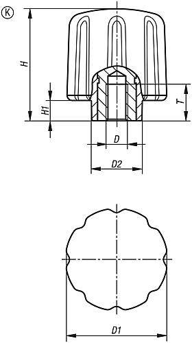 Spanngriff ergonomisch M06 D1=50 Kunststoff, schwarz RAL7021, Komp: Edelstahl - K0779.05006 - erhältlich bei ♡ HUG Technik ✓