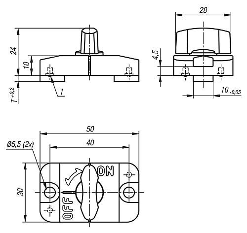 Schiebespanner Langloch Zink, orange, Komp: Thermoplast T=3 - K1070.32 - direkt bei HUG Technik ✓