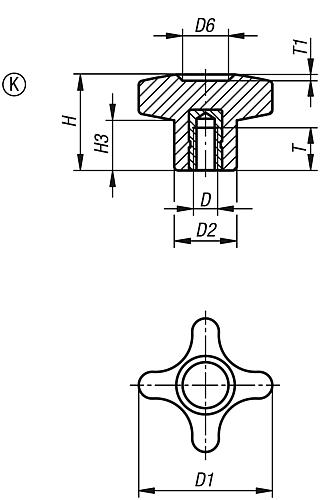 Kreuzgriff M05, Form: K - K1089.23205 - erhältlich bei ✭ HUG Technik ✓