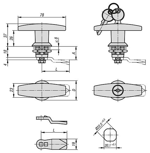 Drehriegel mit T-Grif, Edelstahl 1,4401 - K1356 - gibt’s bei HUG Technik ✓
